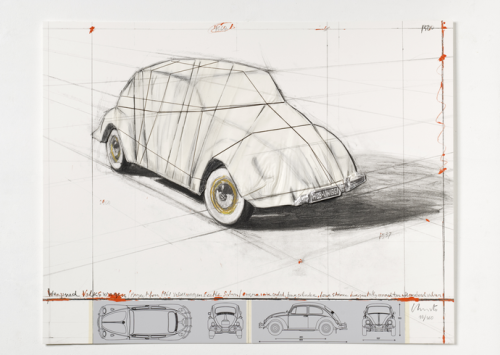 Christo, Wrapped Volkswagen-1961_2013-Collagegrafik-555x-
