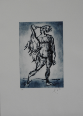 Markus Lüpertz, Leda mit dem Schwan,blau