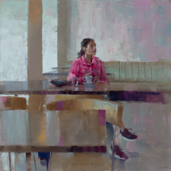 Vinzenz Schüller, Bar-Scene, Frau in pink jacket