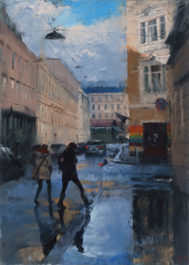 Vinzenz Schueller, Street-Scene XVI. After Rain