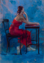 Vinzenz Schüller,Woman Sitting In Red Dress